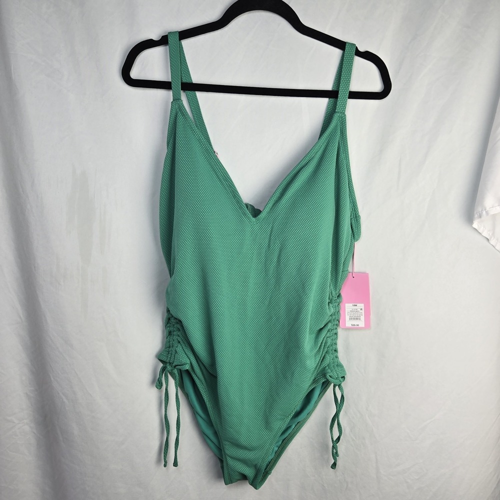 Stoney Clover Lane x Target Green Textured High Leg One Piece Swimsuit 18W NWT